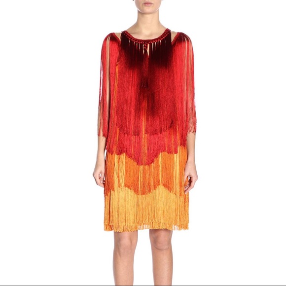 Alberta Ferreti Woven Fringe Dress - Picture 2 of 8
